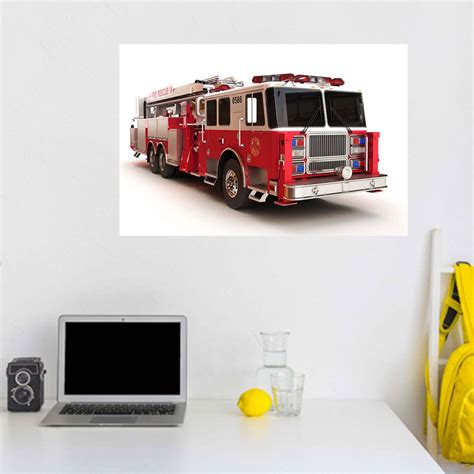 Fire Brigade Truck Wall Sticker - Wall Decal Art Mural - Blue Side Studio