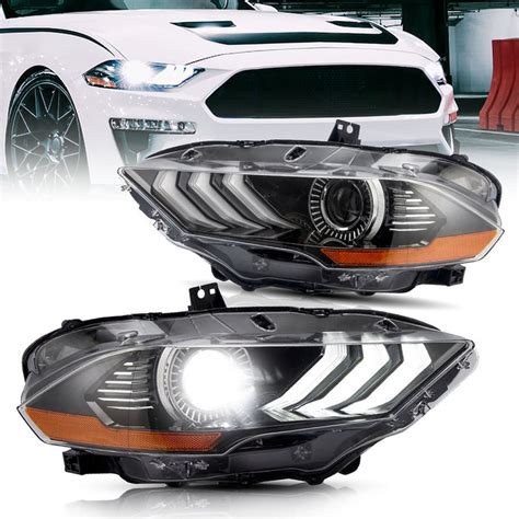 VLAND Full LED Headlights Assembly for Ford Mustang 2018-2023 with Seq ...