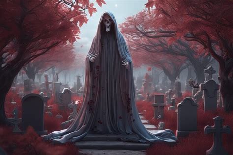 Premium AI Image | a scary spooky ghost in a spooky cemeterya scary ...