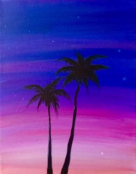 Sunset Palm Tree Painting #21 in 2020 | Palm trees painting, Tree painting canvas, Shadow painting