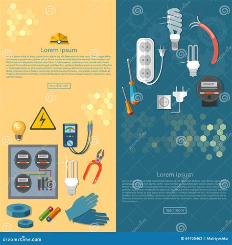 Electricity Banners Electrician Tools Stock Vector - Illustration of ...