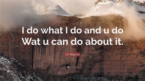 Lil Wayne Quote: “I do what I do and u do Wat u can do about it.”