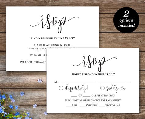 Rsvp Printable Card Wedding Rsvp cards Wedding response