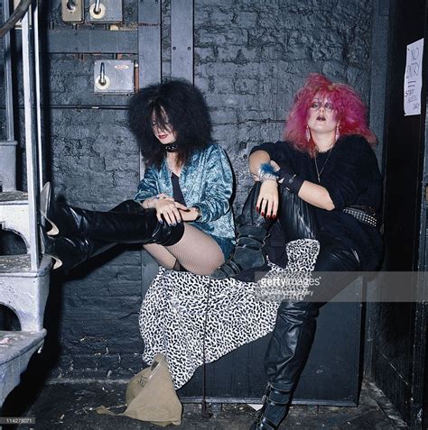 Female clubbers at the Batcave, a Goth nightclub in Meard Street, Soho ...