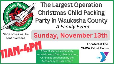 Operation Christmas Child Packing Party at the YMCA, YMCA at Pabst ...