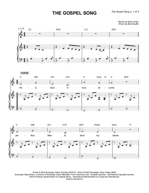 The Gospel Song Sheet Music PDF (Sovereign Grace) - PraiseCharts