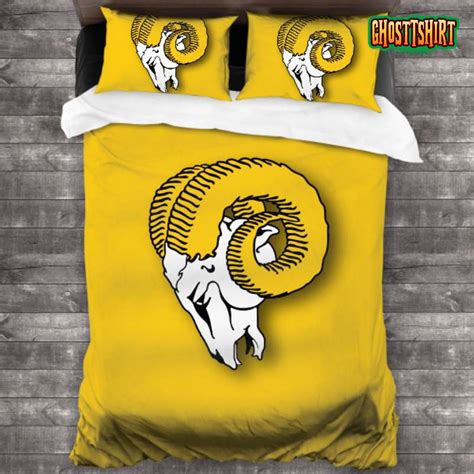 100 Washed Microfiber Los Angeles Rams Logo Bedding Set