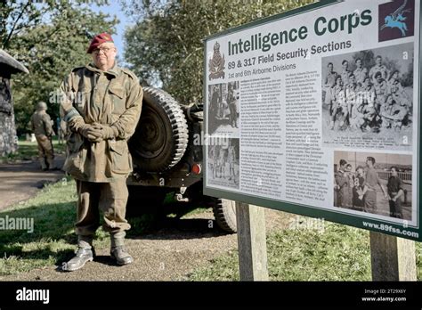 British Intelligence Corps World War 2 serviceman at a 1940s WW2 reenactment, Avoncroft Museum ...