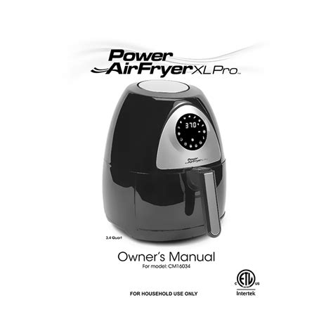 Power AirFryer XL Pro 3.4-quart CM16034 User Manual