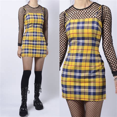 TUMBLR SOFT GRUNGE 90S KIDS Yellow Plaid dress – kokopiecoco