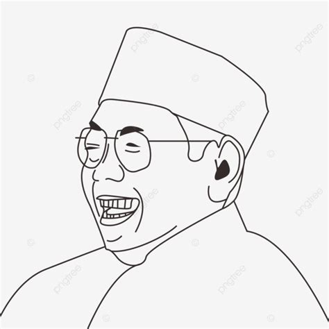 Gambar Ilustrasi Line Art Gus Dur Mantan Presiden Indonesia, Gus Dur, Presiden Gusdur, Ilustrasi ...