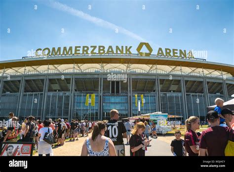 Frankfurt, Germany- July 2019: View of Commerzbank Arena and football fans. Commerzbank-Arena is ...