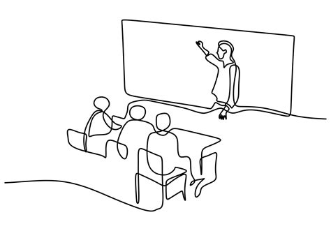 Continuous one line drawing of a teacher explaining at classroom 3016864 Vector Art at Vecteezy