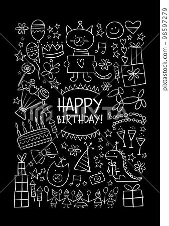 Birthday card design. Greeting card template.... - Stock Illustration [98597279] - PIXTA