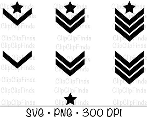 Sergeant Army Inspired Rank Stripes and Star Bundle, Chevron, SVG PNG, Instant Digital Download ...