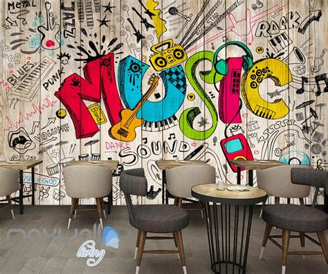 3D Graffiti Music Color Board Wall Murals Wallpaper Wall Art Decals De – IDecoRoom