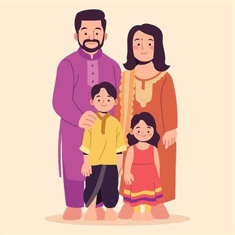 Free Vector | Hand drawn indian family illustration