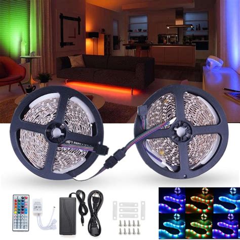 10m 600 led color changing smd3528 rgb led strip tape rope light kit + ir controller + adapter ...