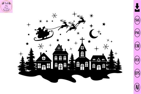 Christmas Svg, Christmas Village Svg Design (2163182)