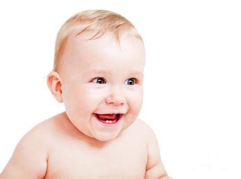 Cute happy baby laughing on white Photograph by Michal Bednarek - Fine ...