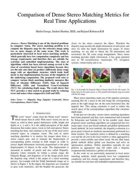 Comparison of Dense Stereo Matching Metrics For Real Time Applications | PDF | Stereoscopy ...