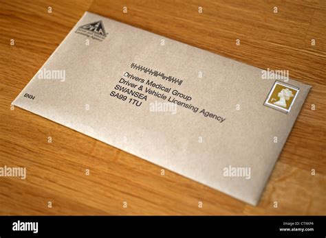 Self addressed envelope to the Drivers Medical Group DLVA Stock Photo - Alamy