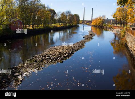 The Taunton River as it winds its way through historic Weir Village ...