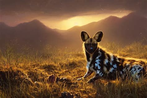 an african wild dog sitting on the african plains, | Stable Diffusion ...