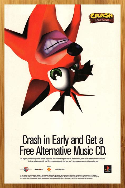 1996 Crash Bandicoot Playstation 1 PS1 Vintage Print Ad/Poster Official Art 90s | eBay