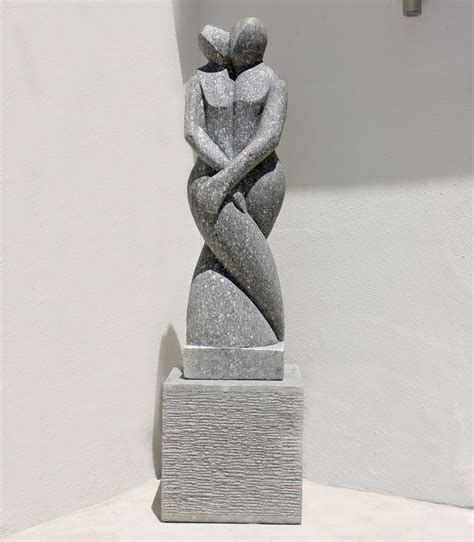 Twin Flame Contemporary Stone Garden Sculpture