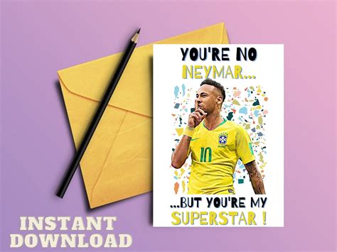 Neymar PRINTABLE Card Neymar Inspired Card Soccer Fan Card - Etsy