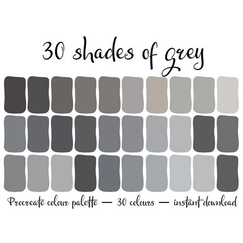 30 Shades of Grey, Colour Palette - Etsy