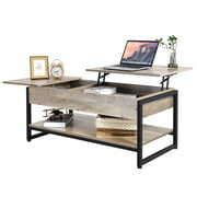 YITAHOME Lift Top Coffee Table with Storage, Side Drawer & Metal Frame, Modern Lift Tabletop ...