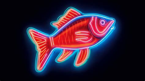 Premium AI Image | Neon fish sign on a dark background