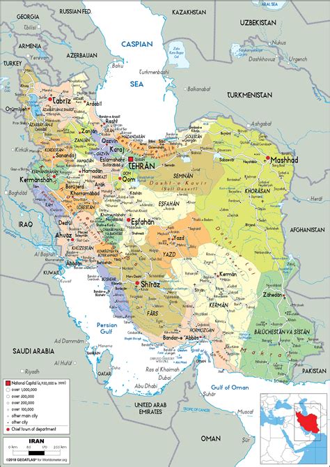 Iran Map (Political) - Worldometer