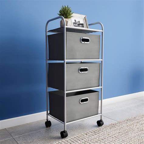 Hastings Home 3 Drawer Rolling Storage Cart on Wheels- Portable Metal ...