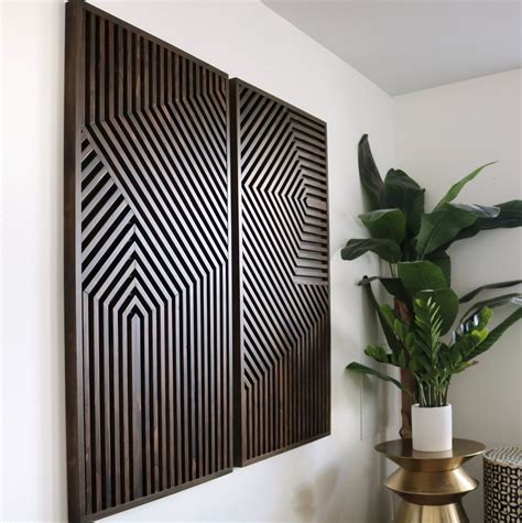 Set of 2 Modern Wall Art Of Wooden - Wood Wall Art, Wall Sculpture, Modern Wood Art, Wall Decor ...