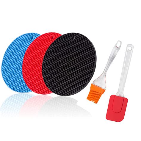 SUNAM Silicone Trivets for Hot Pots and Pans, 3PCS Extra Thick Silicone Trivet Set Excellent ...