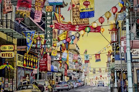 San Francisco Chinatown Painting by Andre' Salvador | Saatchi Art