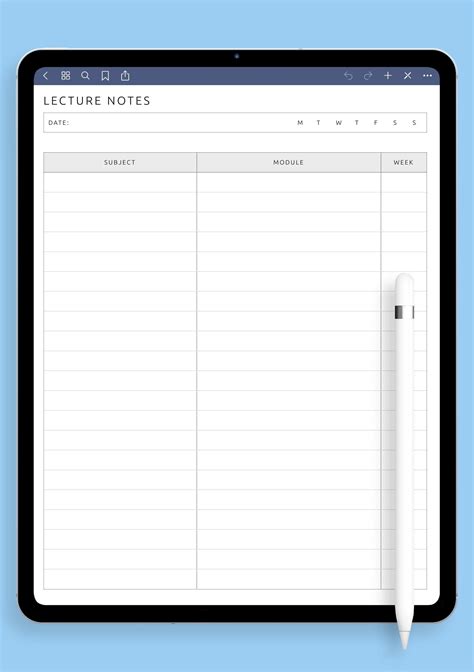 Download Printable Lecture Notes Template PDF