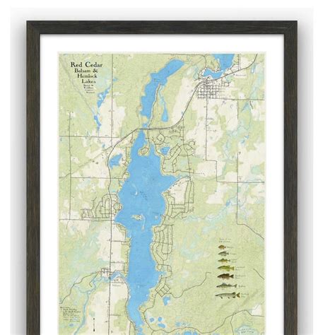 Wisconsin Red Cedar Lake Map - Etsy