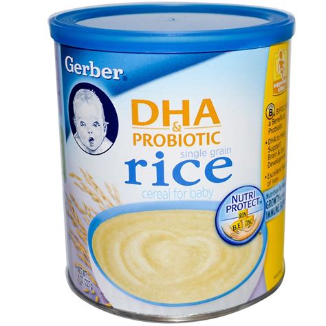 Gerber, DHA & Probiotic, Single Grain Rice Cereal for Baby, 8 oz (227 g ...