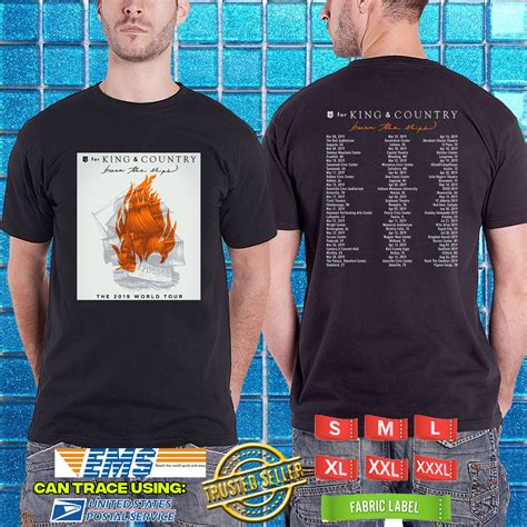 2019 LIVE for KING AND COUNTRY BURN THE SHIPS TOUR BLACK TSHIRT W DATES CODE RDF01