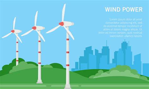 Flat vector illustration of a wind farm. Suitable for the design element of the campaign poster ...