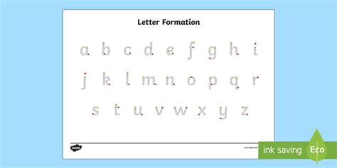 Letter Formation Alphabet Handwriting Practice Sheet Lowercase