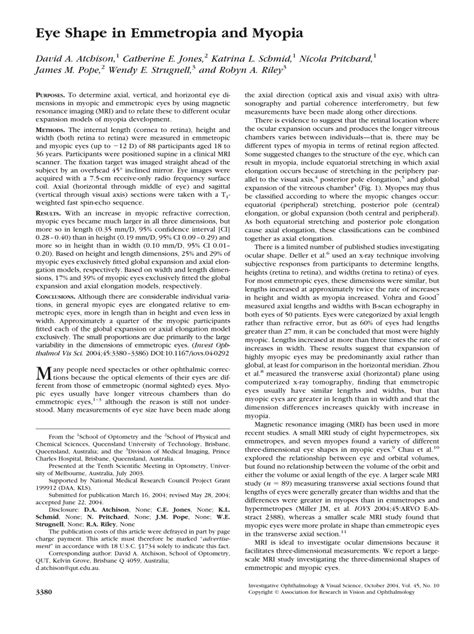 (PDF) Eye Shape in Emmetropia and Myopia