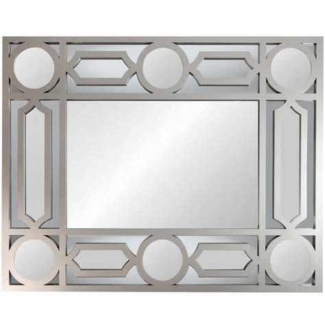 29.5" Geometric Openwork Matte Pewter Gray Decorative Rectangular Wall ...