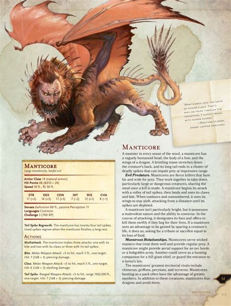 Manticore | Dnd monsters, D d monsters, D&d dungeons and dragons