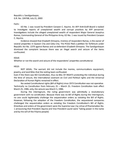 Republic vs sandiganbayan - Republic v. Sandiganbayan, G. No. 104768 ...