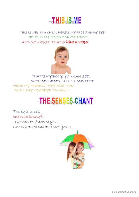 THIS IS ME song and nursery rhym…: English ESL worksheets pdf & doc